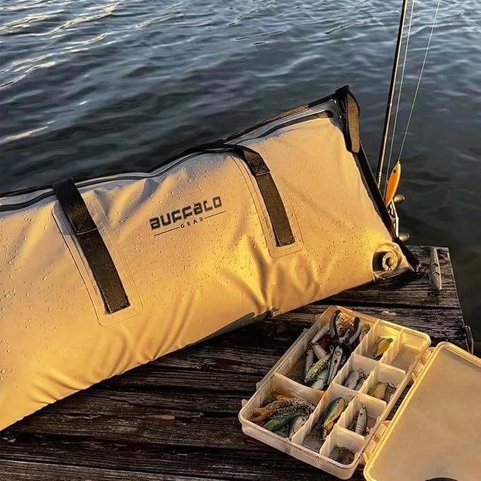 Buffalo Gear Insulated Fish Cooler - Leakproof Kill Bag with 2 Reusable Cooler Ice Packs - Portable Waterproof Zipper