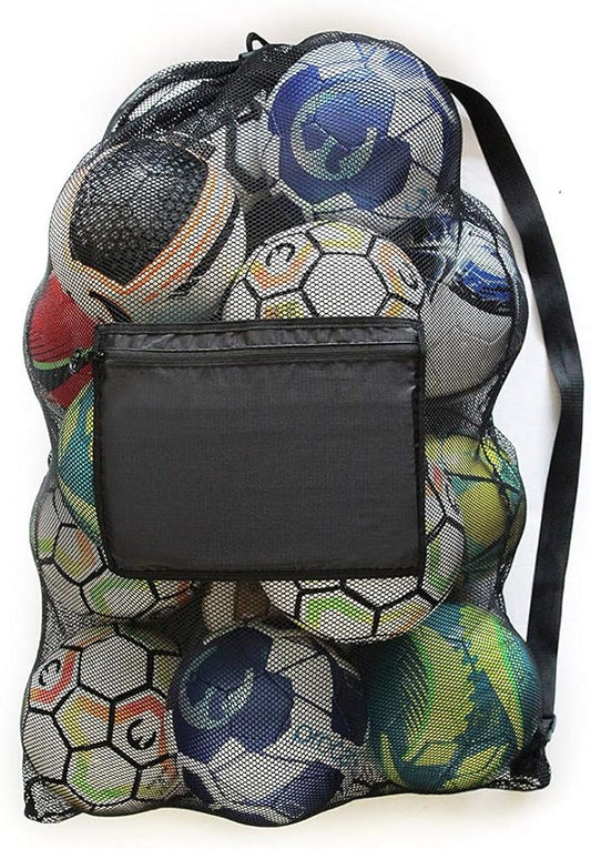 Greenery-GRE Extra Large Mesh Equipment Bag Adjustable Strap Drawstring Heavy Duty Hold 15 Soccer Balls Netball Basketball Football Bags Sports Duffel
