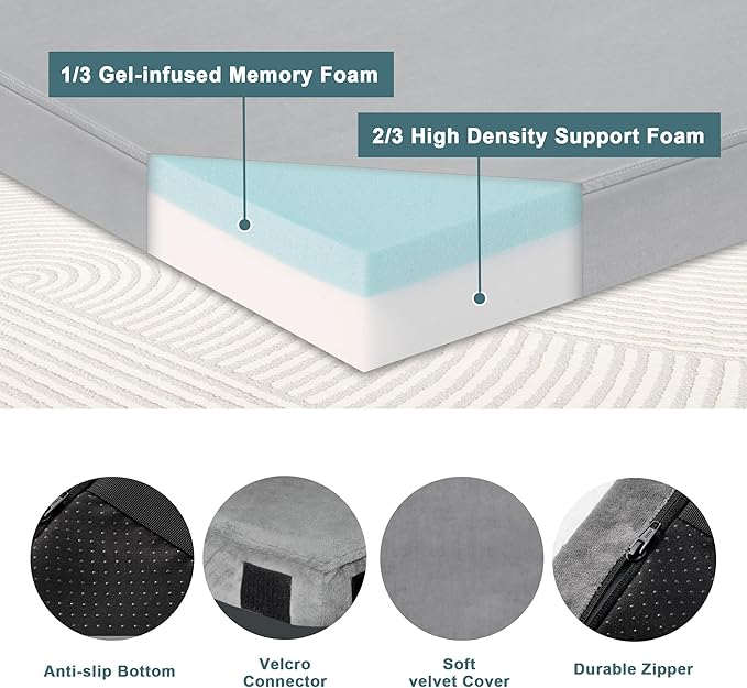 Memory Foam Camping Mattress Pad, CertiPUR-US Waterproof Portable Roll Up Mattress for Adults, Thick Floor Sleeping Mat Pad for Car Truck Tent with Travel Bag