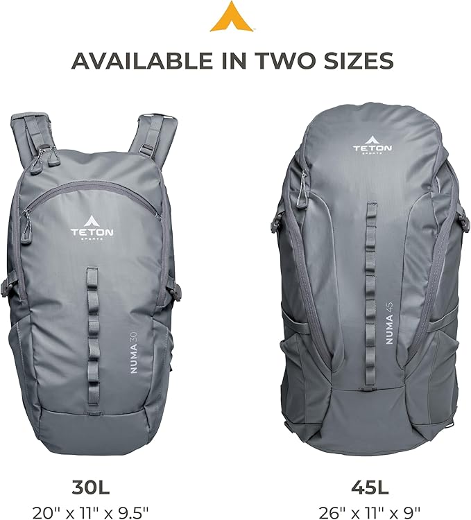 TETON Sports Numa backpack, sleek design, durable and ready for hiking, camping or backpacking. Lightweight with more room than you think. Perfect bugout bag. 30L, Alpine