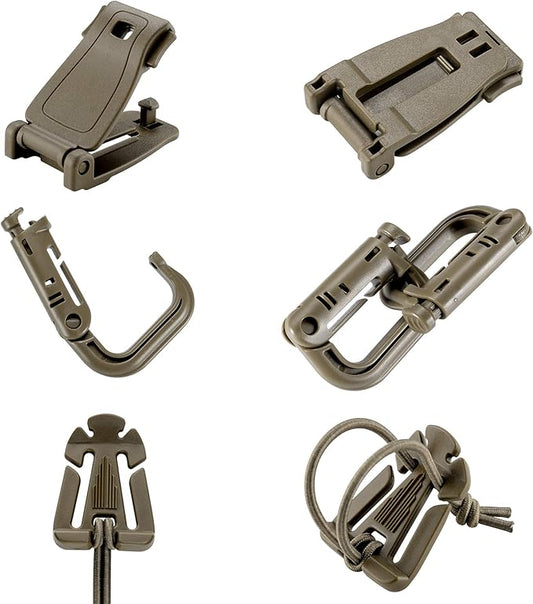 BOOSTEADY 36PCS Attachments for Tactical Backpack Vest Belt,D-Ring Grimloc Locking Gear Clip, Web Dominator Elastic Strings, Strap Management Tool Buckle,Hydration Tube Clips,Key Ring,MOLLE Bag