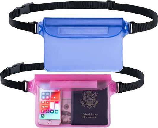 CADONO 2-Pack Waterproof Pouch with Adjustable Waist Strap | Screen Touch Sensitive Dry Bag, Keep Your Phone and Valuables Dry, Perfect for Swimming Kayaking Boating Fishing Beach Diving