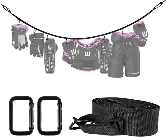 Hockey Hanger 58Inch Portable Gear Rack Organizer with 2 Adjustable Hooks for Home, Outdoor, Ice Hockey, Skating, Camping, Fishing