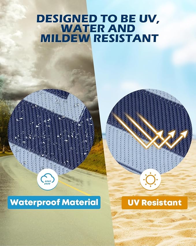 Kohree Outdoor Rug Waterproof 6x9 ft, RV Outdoor Plastic Straw Rug for Patios Clearance,Reversible Area Rug for Camping,Balcony,Deck,Blue