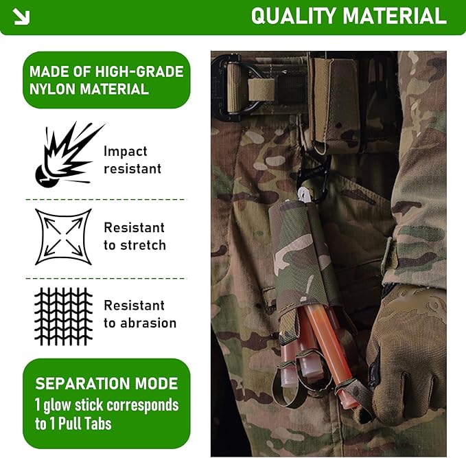 Tactical Glow Stick Organizer Pouch - Chemlight Holder for 6 Glow Sticks - Chem Light Holders for Molle Tactical Vest, Ideal for Camping, Fishing, and Hunting