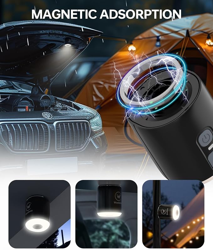 Mini Air Pump for Inflatables, Tiny Electric Air Pump 4.5kPa with Camping Lantern and Magnetic Adsorption,Rechargeable Travel Air Pump for Air Mattress,Sleeping Pad,Pool Float,Swimming Ring