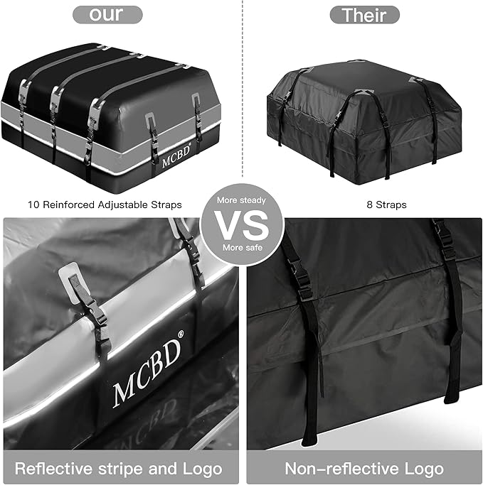 Rooftop Cargo Carrier, 26 Cubic Feet Soft-Shell Waterproof Car Roof Luggage Bag for All Vehicles SUV with/Without Rails, Includes 10 Reinforced Straps 6 Door Hooks Suitable, Storage Bag,Anti-Slip Mat