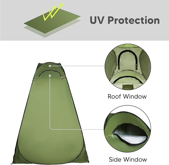 Pop Up Large Privacy Tent - 7ft Tall - Oversized Strong Camping Toilet Tent- Portable Camp Shower Pod w/Hooks- Porta Pod- Outdoor Bathroom, Potty, Changing Private Room