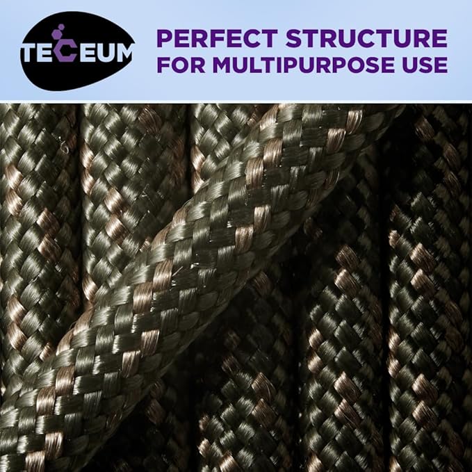 TECEUM Heavy Duty Rope 1000 – 1000ft / 200ft / 100ft / 50ft – 40+ Colors – Utility Rope for Survival & Camping Gear – Nylon String, Camping Rope, para Cord, Utility Nylon Rope, Tent Cord