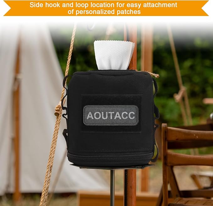 AOUTACC Tactical Roll Paper Storage Bag,Toilet Roll Paper Storage Holder with Molle Mounting Strap,Tissue Cover Organizer for Outdoor Camping,Hiking,Tactical Game