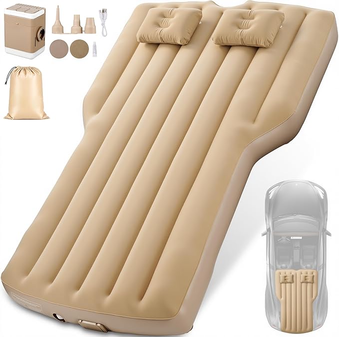 Camping Air Mattress for Tesla Model Y (Max 440lbs), Self-Inflating Car Sleeping Pad with Wireless Charging Air Pump, 7.88” Thick, Portable Sleeping Mat for Tesla Model Y Accessories 2024-2021