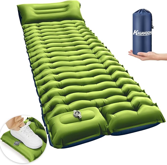 Sleeping Pad for Camping, Ultralight Inflatable Camping Mat with Pillow Built-in Foot Pump Sleeping Pads, Compact & Lightweight Camp Air Mattress for Backpacking, Hiking
