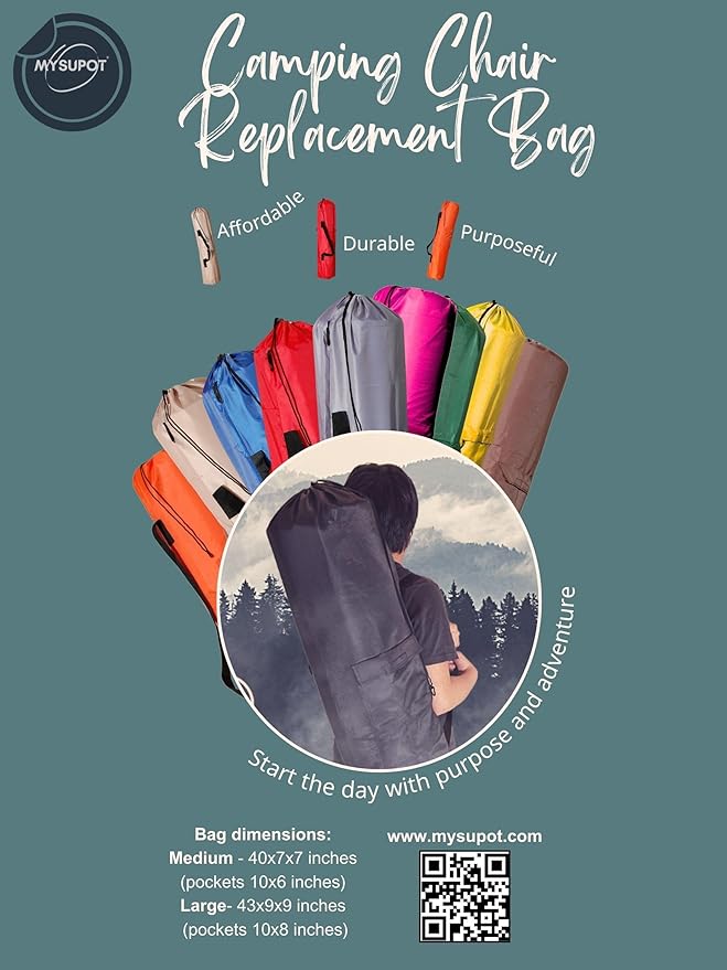 Replacement Bag for Folding Camping Chair, Portable Camp Chair, Hammock, Yoga Mat, Umbrella, Tents, Tripods, Fishing Poles - 420D Oxford Polyester Fabric