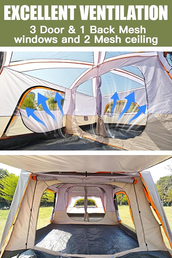 Camping Tents, 4-8 Person Stand Up Tent, Straight-Wall Design,with Full-Coverage PU-Coated All-Around Tents for Camping, Hiking, Picnic, Bivy