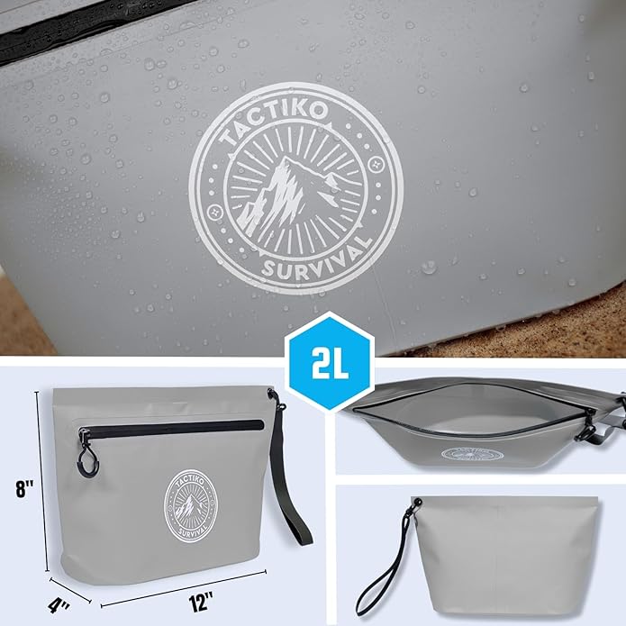 Tactiko Heavy-Duty 2L Splash Water Resistant Zipper Pouch - Hold-All Organizer for Dry Bags, Travel Bags