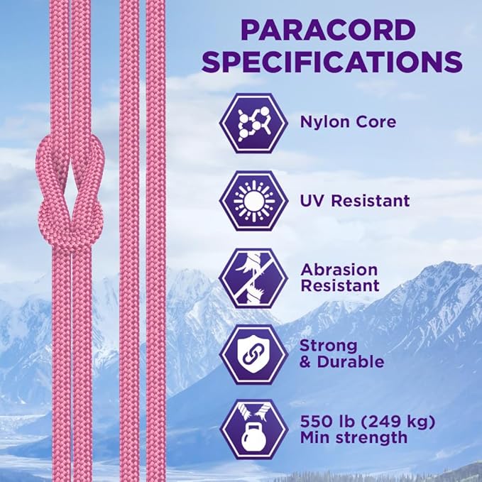 TECEUM Heavy Duty Rope 1000 – 1000ft / 200ft / 100ft / 50ft – 40+ Colors – Utility Rope for Survival & Camping Gear – Nylon String, Camping Rope, para Cord, Utility Nylon Rope, Tent Cord