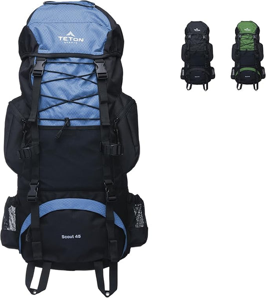 TETON 45L Scout Internal Frame Backpack for Hiking, Camping, Backpacking, Rain Cover Included