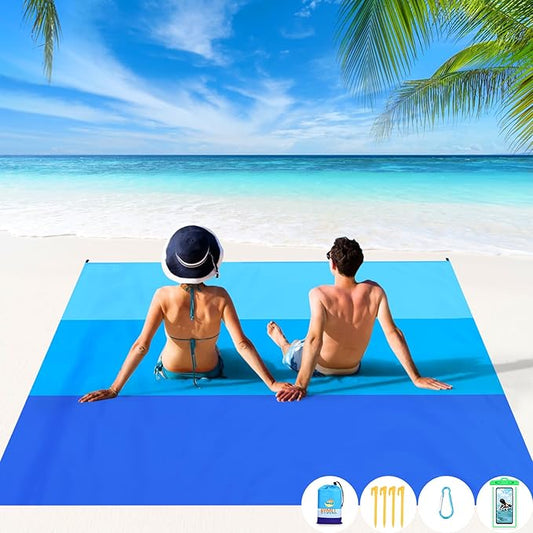 BYDOLL Beach Blanket 78''X81'' 4-7 Adults Oversized Lightweight Waterproof Sandproof Blanket for Beach Large Picnic Mat Travel Camping