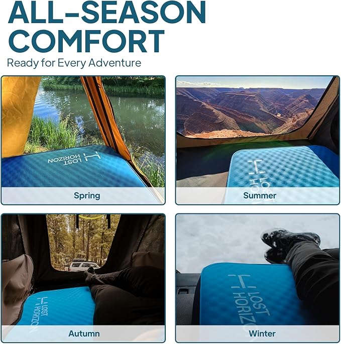LOSTHORIZON Air & Foam Camping Mattress, Self-Inflating Sleeping Pad, 4.5" Thick, with Pump Sack, Cot