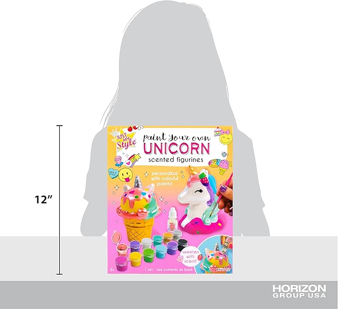 Just My Style Paint Your Own Scented Unicorn Figurines – Paint Your Own Waterless Ceramic Diffuser – Paintable Scented Unicorn Figurines – Customize with Pearlized Paints, Glitter & Sweet Scents
