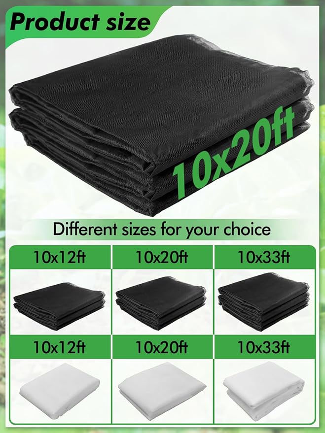 Stronger Garden Mesh Netting - 10 x 20 ft PPT Nano Bird Net Barrier, Mosquito Netting Screen for Outdoor Plants Vegetables Patios Balconies Terraces, Shading Rate 33% (Black)