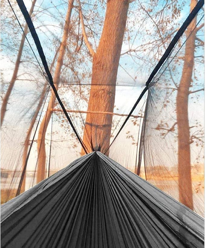 Sunyear Camping Hammock, Portable Single & Double Hammock with Net, 2 Person Hammock Tent with 2 * 10ft Straps, Best for Outdoor Hiking Survival Travel