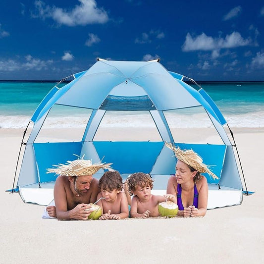 Beach Tent-Outdoors Easy Up Cabana Tent Sun Shelter Beach Umbrella, Deluxe Large for 5-6 Person Blue