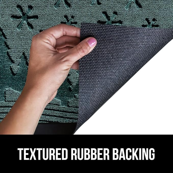 GORILLA GRIP 100% Waterproof All-Season WeatherMax Doormat, Durable Natural Rubber, Stain and Fade Resistant, Low Profile Winter Indoor Outdoor Door Mats, Holiday Entrance Mat, 47x35, Green Snowscape