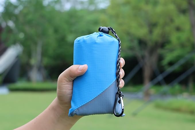 Orga'Neat Pocket Picnic Blanket, Sandproof Lightweight Pocket Camping Tarp, 55″x 60″ Foldable & Fits into Small Bag, Water Resistant Washable Quick Dry Compact Beach Mat for Outdoor Recreation