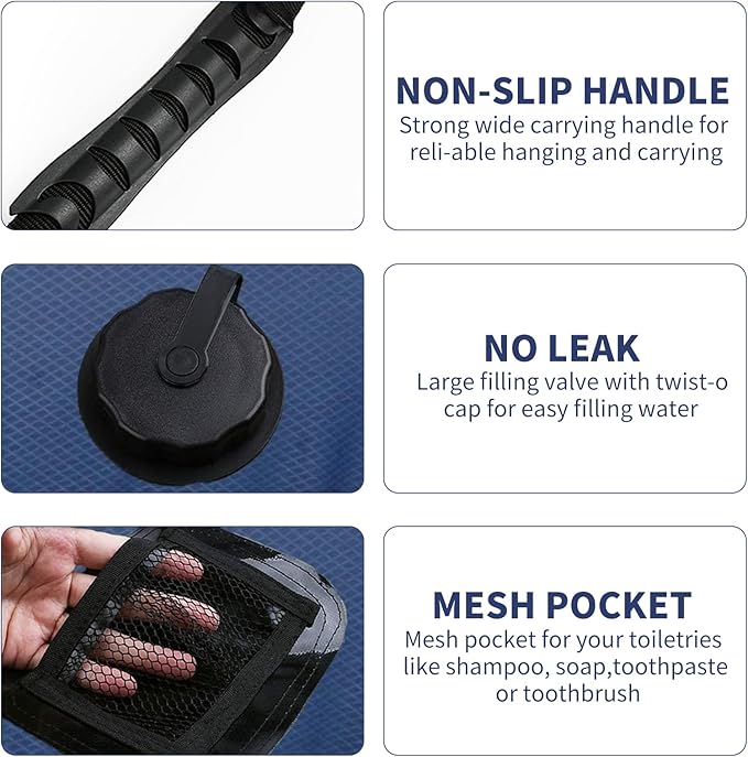 Solar Shower Bag, Solar Heating Camping Shower Bag, 5Gal(20L) Portable Camping Shower Bag, with Removable Hose and On-Off Switchable Shower Head, for Outdoor Traveling/Climbing/Hiking/Beach/Swimming