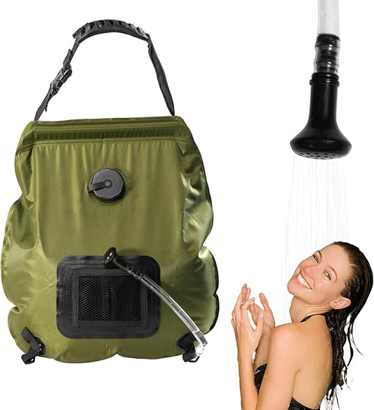 Camping Shower Bag, Solar Shower Bag 5-Gallon with Detachable Hose, Retractable Head Switch - Portable Shower for Camping Suitable for Camping, Hiking, Travel, Beach Swimming