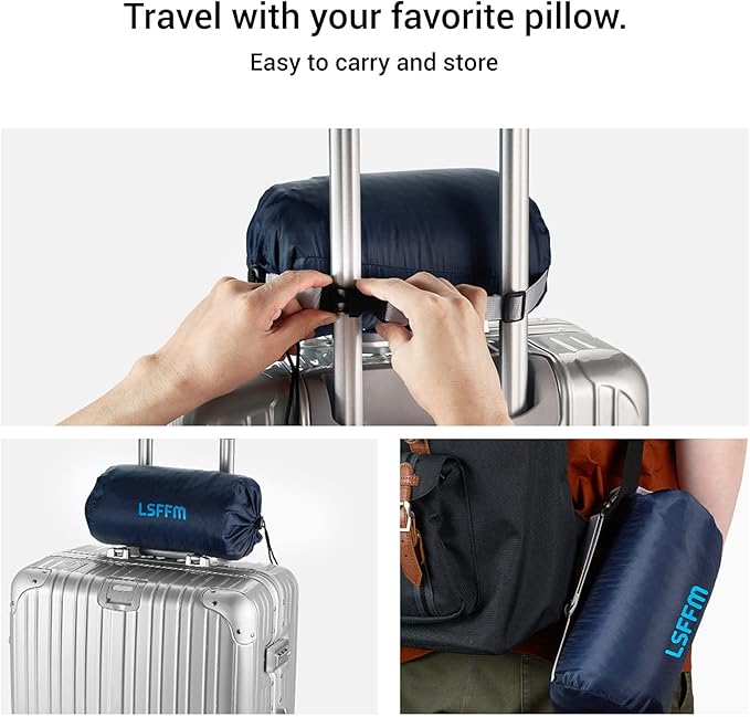 Camping Pillow Lightweight, Easy to Carry, Memory Foam Travel Pillow, Backpacking Pillows, Portable Pillows with Travel Storage Bag, Removable Pillow Cover (White)