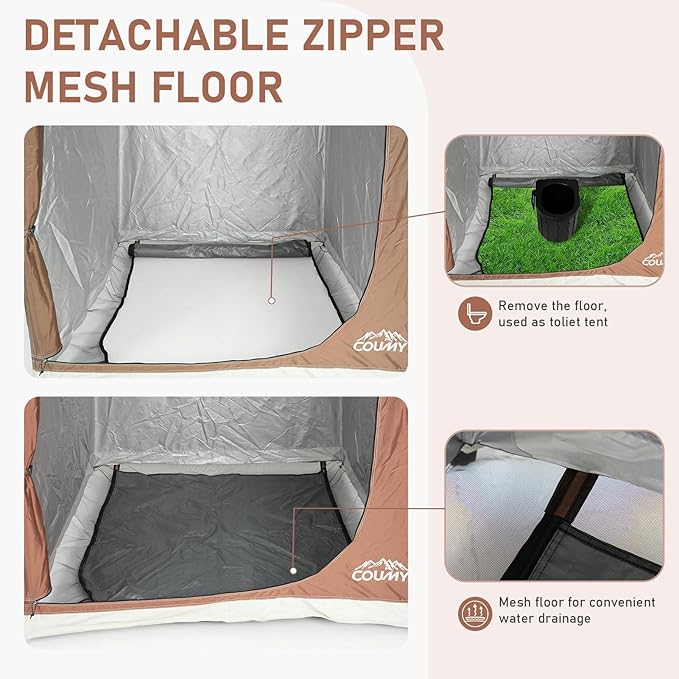 Instant Pop-up Camping Shower Tent Privacy Shelter with 1 Room/2 Rooms, Portable Outdoor Shower, Changing Room, Sun Shelter for Camping, Beach Hiking, and Fishing