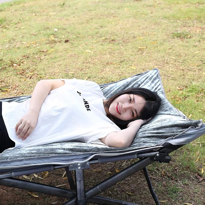 Sleeping Cot Pads (75" x 28") with Elastic Straps Portable for Outdoor & Hiking, Cotton Soft Thick Camping Cot Pad,Waterproof