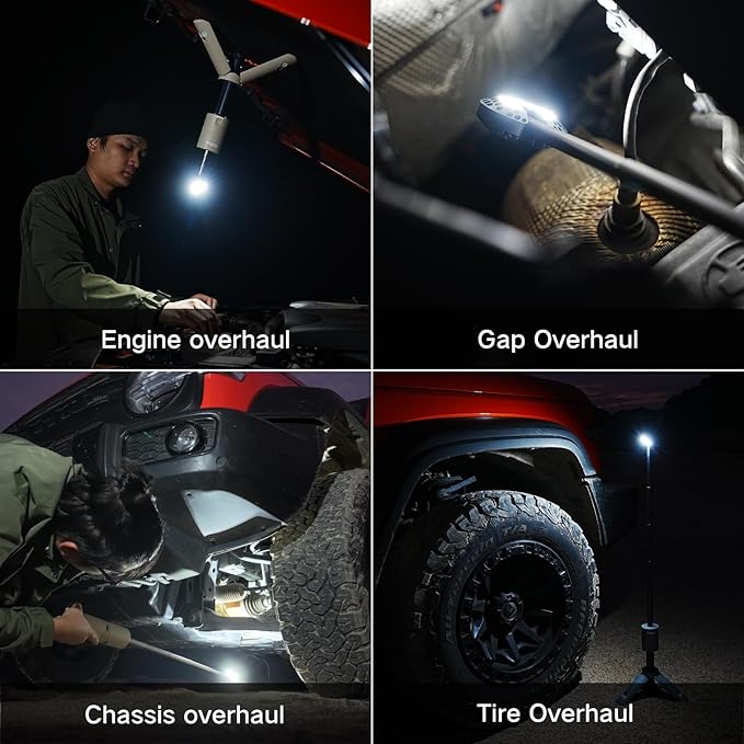 Camping Light Telescopic, Collapsible Magnetic Camping Lantern with 12000mAh Battery, Telescoping IPX6/IPX7 Waterproof Flashlights, Camping Lamp for Emergency, Camping, Hiking (Gray)