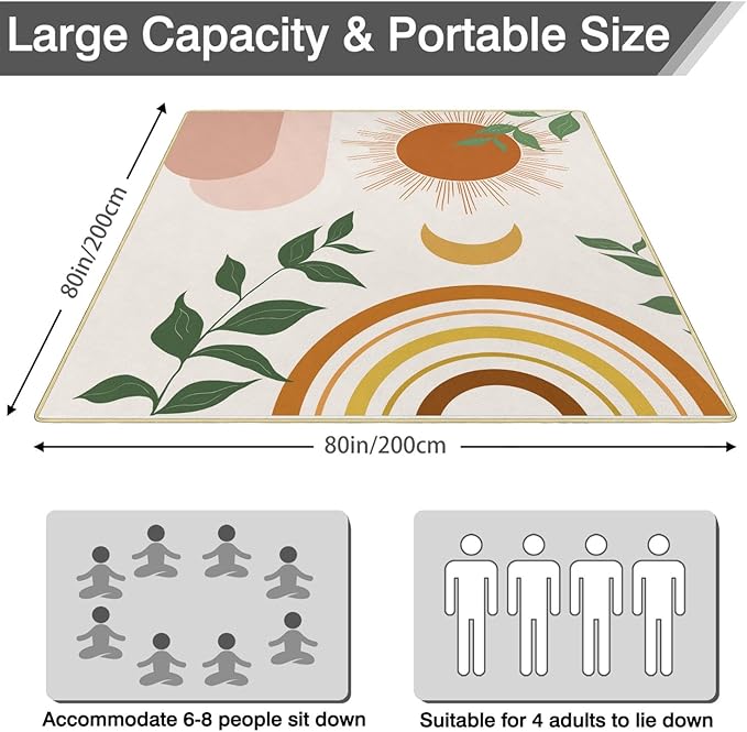 Extra Large Picnic Blankets Waterproof Foldable (80"x 80") Boho Beach Blanket Waterproof Sandproof,3-Layer Thicking Mat Outdoor Packable Camping Blanket