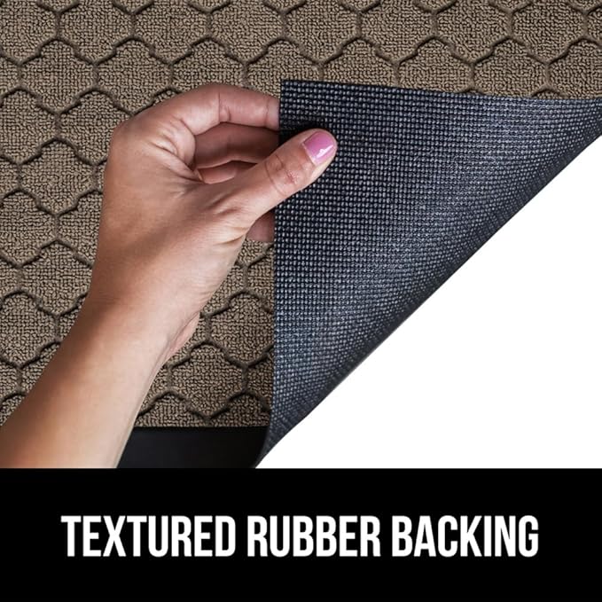 GORILLA GRIP 100% Waterproof All-Season WeatherMax Doormat, 72x24 Runner, Durable Natural Rubber, Stain and Fade Resistant, Low Profile, Indoor Outdoor Door Mats, Easy Clean Mat, Latte Quatrefoil