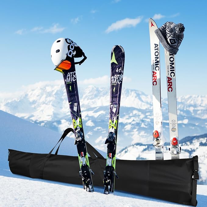 Cosmos Ski Bag Adjustable Length Skiing Travel Carry Ski Bag Snowboard Bag for Travel Skiing Accessory Equipment - Fits Ski Up to 200 cm Long, Water Resistant