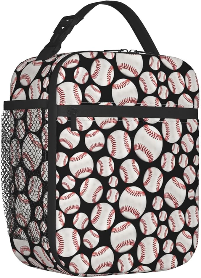 Baseball Ball Lunch Bag Insulated Reusable Lunch Box Thermal Cooler Tote For Men Women Work Travel Picnic Hiking