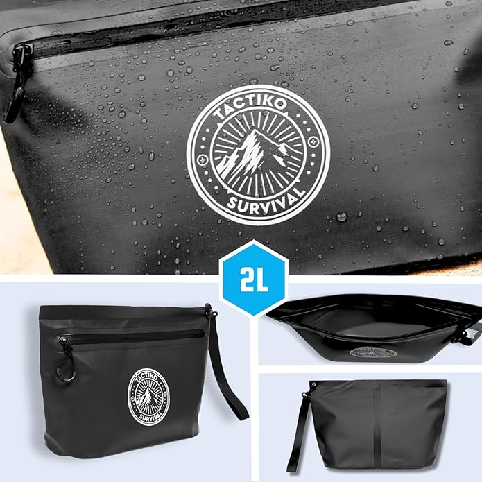 Tactiko Heavy-Duty 2L Splash Water Resistant Zipper Pouch - Hold-All Organizer for Dry Bags, Travel Bags