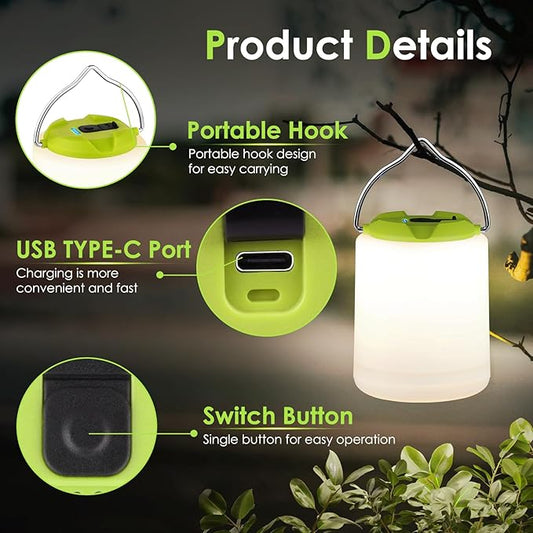 LED Camping Lantern, Rechargeable Camping Light, 4 Modes Outdoor Flashlights Lanterns with 1000LM, Water Resistant Portable Emergency Camp Light for Hurricane Hiking Survival Kits - Green