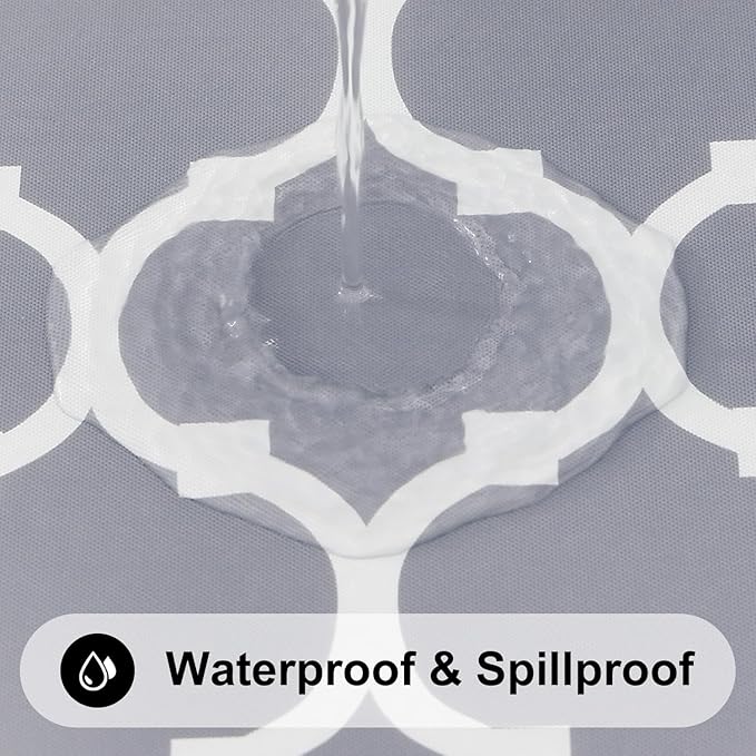 Smiry Rectangle Picnic Table Cover, Waterproof Elastic Fitted Camping Tablecloths for 5 Foot Tables, Wipeable Flannel Backed Vinyl Tablecloth Protector for Indoor, Outdoor (Grey, 36x60 Inches)