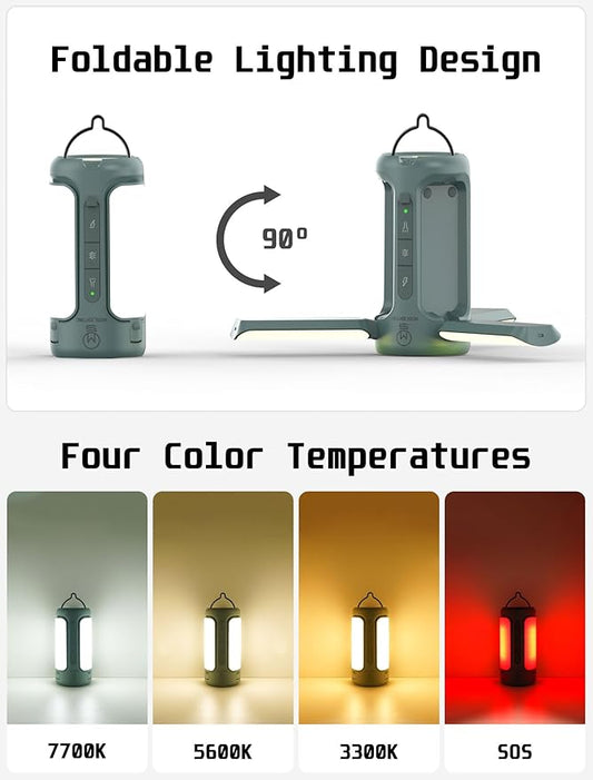 Foldable Camping Light Rechargeable Lantern, 10000mAh Power Bank, Portable Flashlight, IP54 Waterproof, 1/4" Screw Adapter, 750LM, 5 Modes, LED Tent Light for Camping, Hiking, Fishing