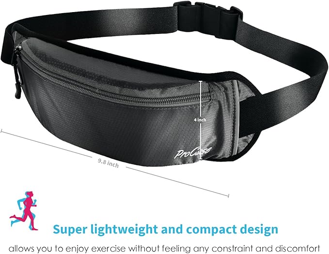 ProCase Running Belt Waist Pack, Sports Runner Bag Pouch Adjustable Fanny Pack for iPhone and Other Smartphones, Sweatproof Workout Waist Bag for Men Women Hiking Fitness Jogging