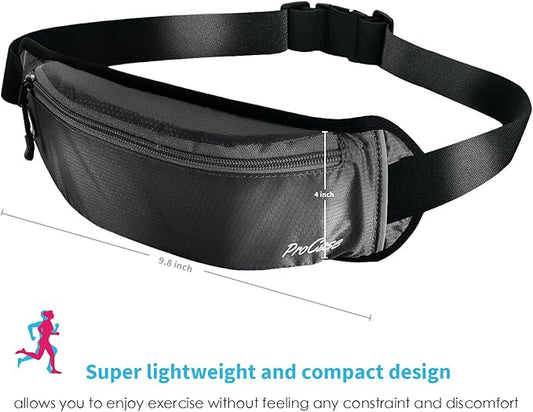 ProCase Running Belt Waist Pack, Sports Runner Bag Pouch Adjustable Fanny Pack for iPhone and Other Smartphones, Sweatproof Workout Waist Bag for Men Women Hiking Fitness Jogging