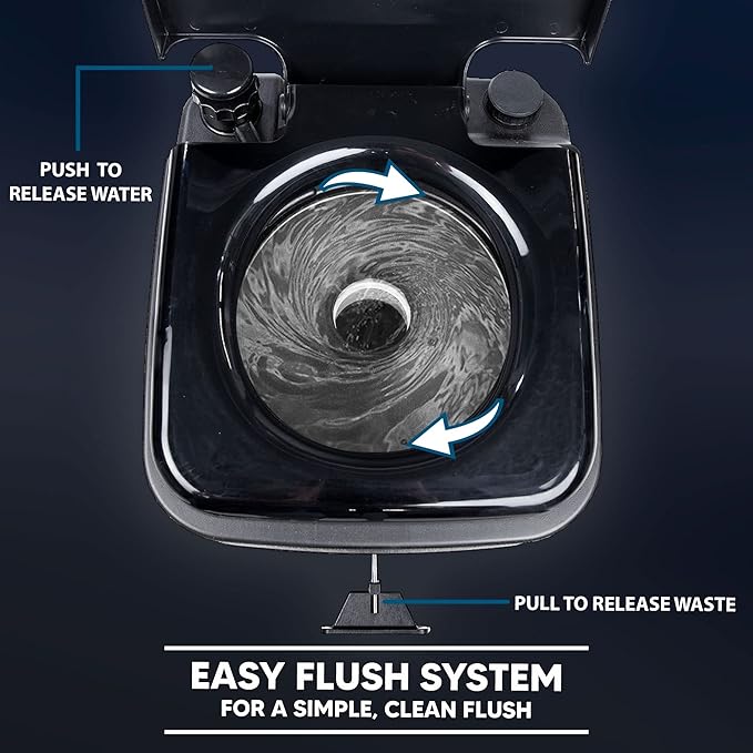 Camping Toilet w/Privacy Tent – 2.5 Gallon Fresh Water Camp Toilet for up to 50 Clean Flushes – Odorless & Heat Resistant Portable Camping Toilet – PE Camping Potty w/ 5.3 Gallon Waste Tank