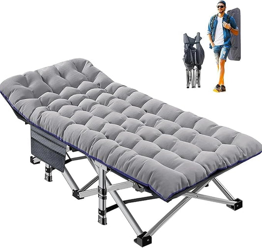 ABORON Oversized Folding Camping Cot for Adults, Double Layer 1200D, 500lb Capacity, Heavy Duty Guest Cot with Mat & Carrying Bag for Indoor & Outdoor Use