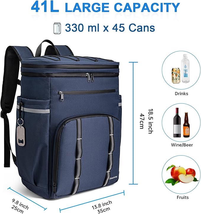 Backpack Coolers Insulated Leak Proof, 45 Cans Beach Cooler Backpack, Large Capacity Ice Chest Backpack, Waterproof Soft Cooler Bag Lunch Backpack for Men Women Camping Hiking