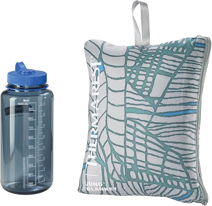 Therm-a-Rest Juno Insulated Camping and Backpacking Blanket, Sage Nature Grid Print