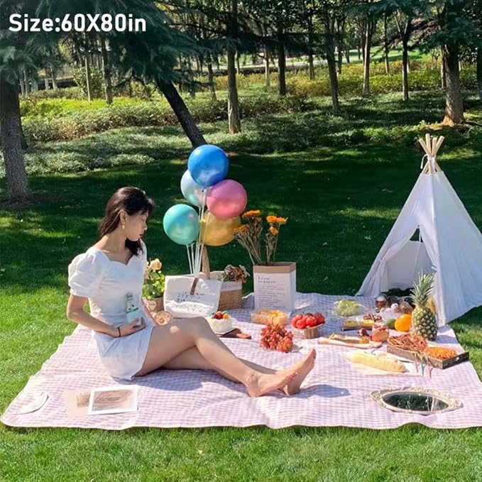 K Y KANGYUN Outdoor Picnic Blanket, Extra Large Beach Blankets, Foldable Lightweight Waterproof Sand Mat, Picnic Blanket 80" x 60" for Beach Camping Hiking Park Patio (Brown, 80x60 inch)